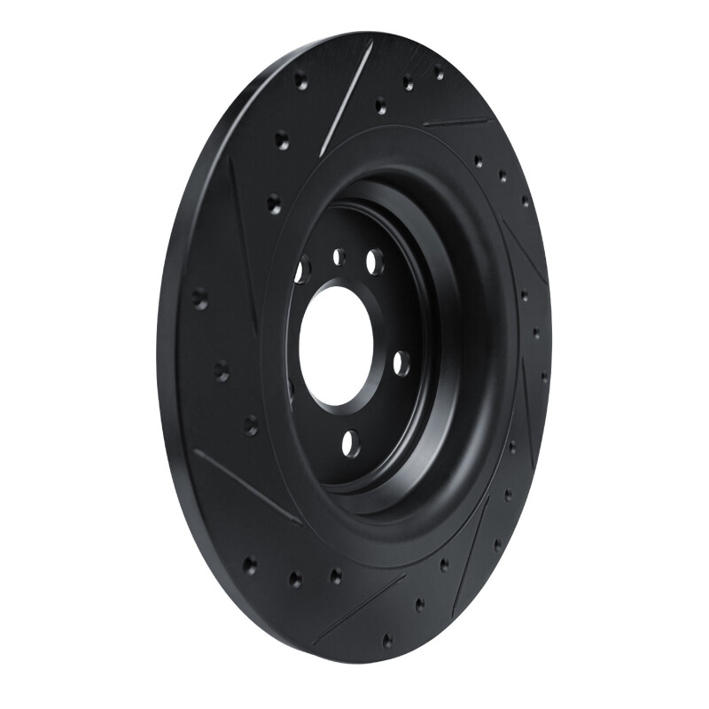 Mercedes-Benz GLE350 Brake Rotor (1) - Rear Right - R1 Concepts - Drilled & Slotted - Black - `12-`18